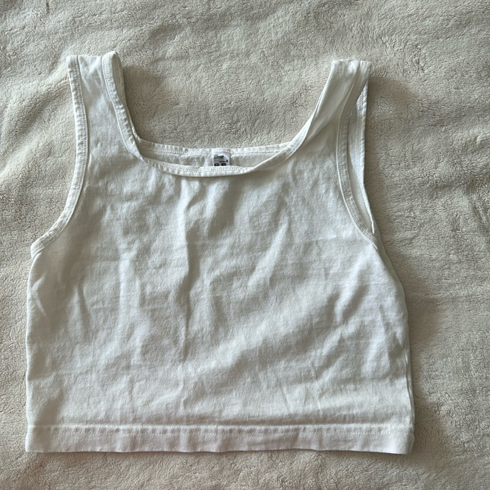 Los Angeles Apparel White Crop Tank Top